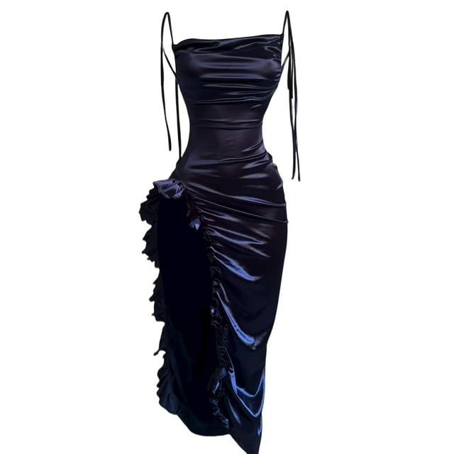 Enjoytime Plus Size Dresses for Curvy Women Solid Color High Waisted Midi Dress Cold Shoulder Halloween Costumes
