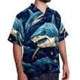thumbnail image 2 of Starry Shark Men's Short Sleeve Hawaiian Beach Shirts, Casual Printed Button Down Spread Collar Tops, Summer Unisex Style, 2 of 6