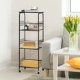 thumbnail image 5 of 4-Tier Round Tube Wire Storage Rack - Matte Black Frame with Wood Top & 5 Utility Hooks, 5 of 6