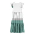 thumbnail image 4 of ShomPort Girls Ruffle Sleeve Maxi Dress Summer Loose Round Neck Flowy Tiered Dress with Pockets, 4 of 5