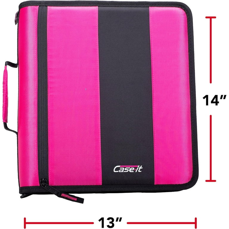 Case-It 2-Inch O-Ring Zipper Binder, Multiple Pockets, 800