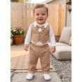 thumbnail image 5 of RUINIXCW Baby Boys Fall Outfit, Plaid Long Sleeve Romper with Pants and Bow Tie, 5 of 8