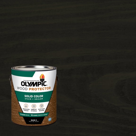 Olympic 1 Gallon SC-1050 Mystic Black Exterior Solid Wood Protector Stain Plus Sealer in One
