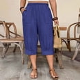 thumbnail image 5 of Women's Plus Size Cropped Capri Pants with Pockets Casual Solid Color, 5 of 9