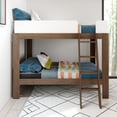 thumbnail image 2 of Max & Lily Bunk Bed, Mid-Century Modern Twin over Twin Solid Wood Bed Frame for Kids, 2 of 9
