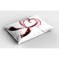 thumbnail image 2 of Wine Pillow Sham Heart Shape with Spilling Red Wine in Glasses Romantic Valentines Day Concept, Decorative Standard Size Printed Pillowcase, 26 X 20 Inches, Burgundy White Pink, by Ambesonne, 2 of 2