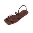 thumbnail image 2 of Hurxie Women's Strappy Sandals Square Toe Dressy Summer Cute Vacation Ankle Strap Slip on Sandal Shoes Brown 36, 2 of 7