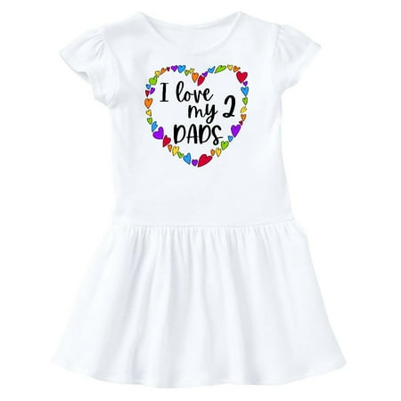 

Inktastic I Love my Two Dads- Pride Rainbow Hearts Gift Toddler Girl Dress