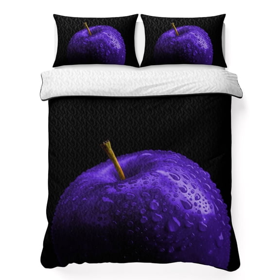 Quilt Sets Twin XL Size Purple Fruit Comforter Set Soft Bedspread Coverlet 3 Pieces Berry Drops Quilted Bedding Set with 2 Pillowcases Thin Comforter Bed Cover 68x98 Inch