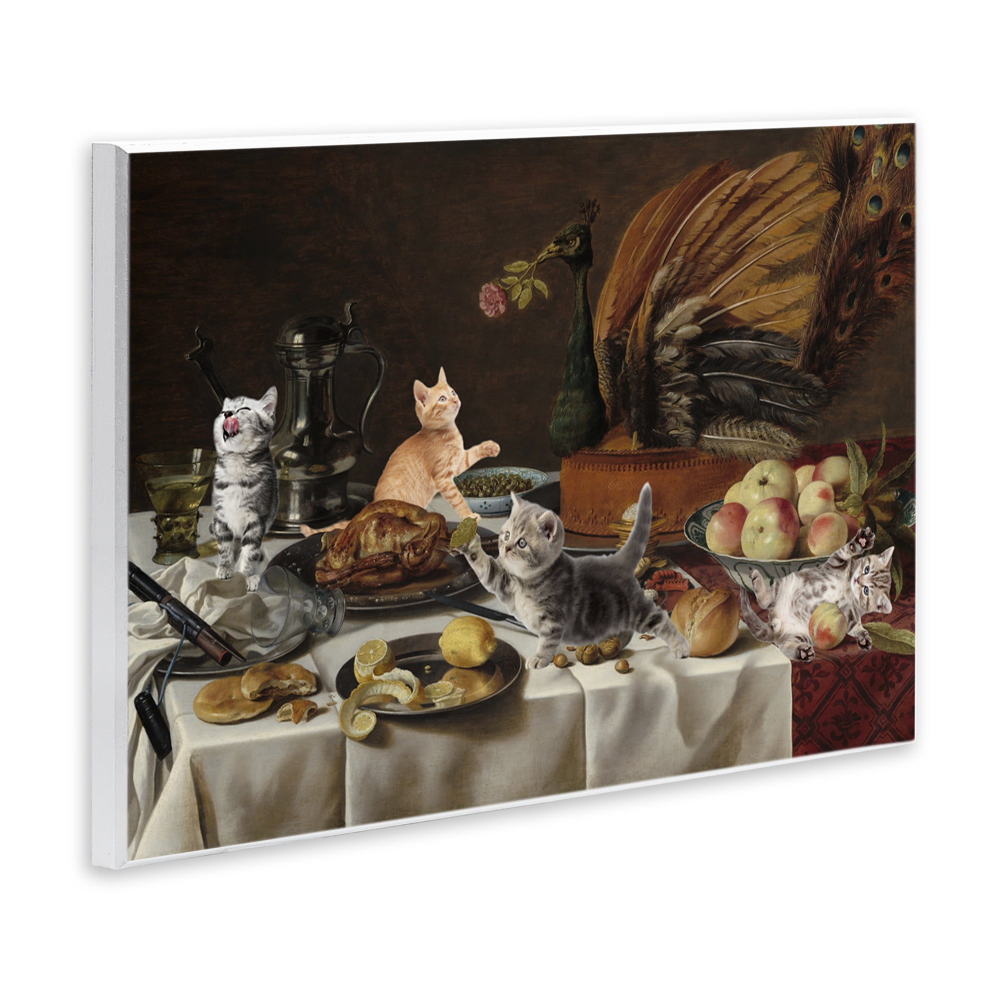 Kittens on Still Life Feast Wall Plaque Art, design by Masters Redux