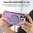 thumbnail image 4 of for iPhone 16 Pro Max Magnetic Case, Luxury PU Leather Skin-Feel Back Protective Phone Cover Compatible with Mag-Safe Support Car Mount Holder for iPhone 16 Pro Max, Purple, 4 of 9