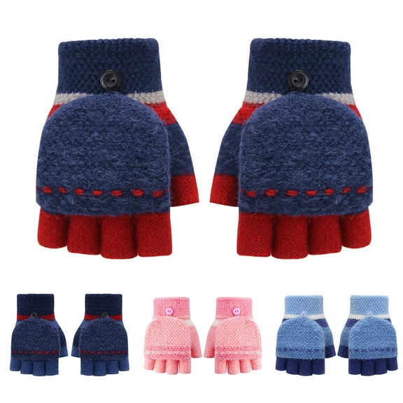Baby Toddler Knitted Convertible Fingerless Gloves Soft Warm Flip Top Gloves Super Soft Coldproof Gloves Gifts