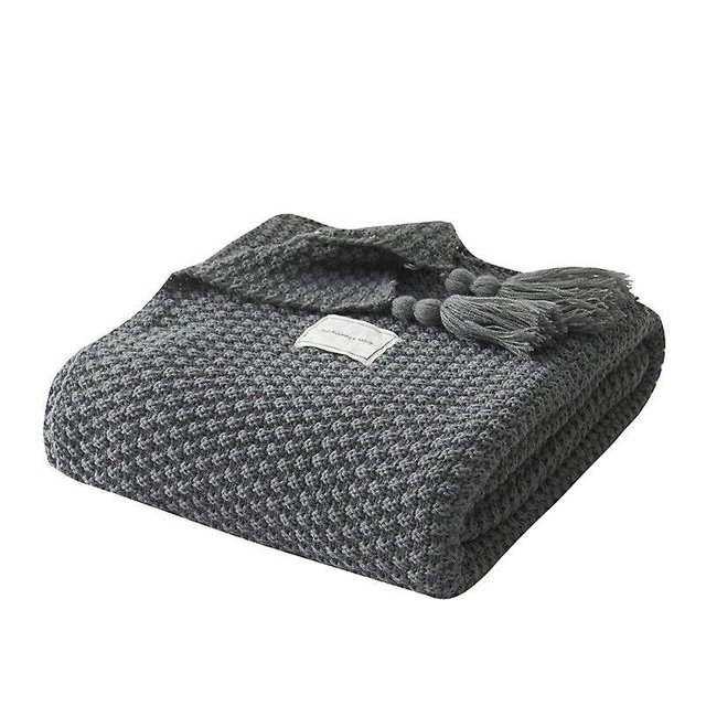 La manta acogedora caliente suave hecha punto del tiro de la cama para el sofá de la oficina solo 130 x 170cmgrey