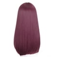 thumbnail image 4 of Long Silky Straight Hair Synthetic Wig with Bangs, Burgundy Wigs with Bangs, Natural Looking Heat Resistant Synthetic Wig for Daily Party Cosplay, 4 of 6