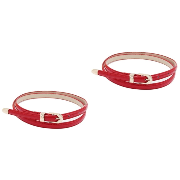 Masteelf 2pcs Fashion Belt Set Faux Leather Waist Belts For Dresses (Red)