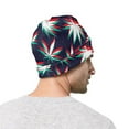 thumbnail image 2 of Trippy Hemp Leaves Reggae Pattern Print Beanie Hat, 420 Cannabis Marijuana Stoner Cuffed Beanie For Men Women, 2 of 6