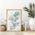 thumbnail image 2 of PixonSign Framed Canvas Print Wall Art Green & Teal Flower Line Art Floral Wilderness Illustrations Modern Art Glam Colorful Multicolor Pastel for Living Room, Bedroom, Office - 24"x36" Natural, 2 of 5