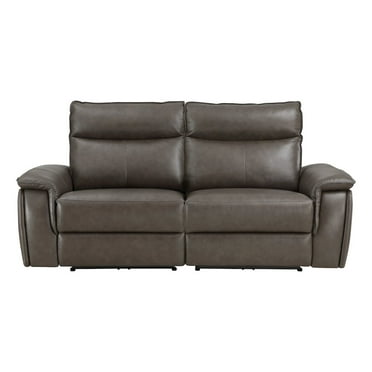 Lexicon Maroni 80" Contemporary Leather Double Reclining Loveseat in Brown