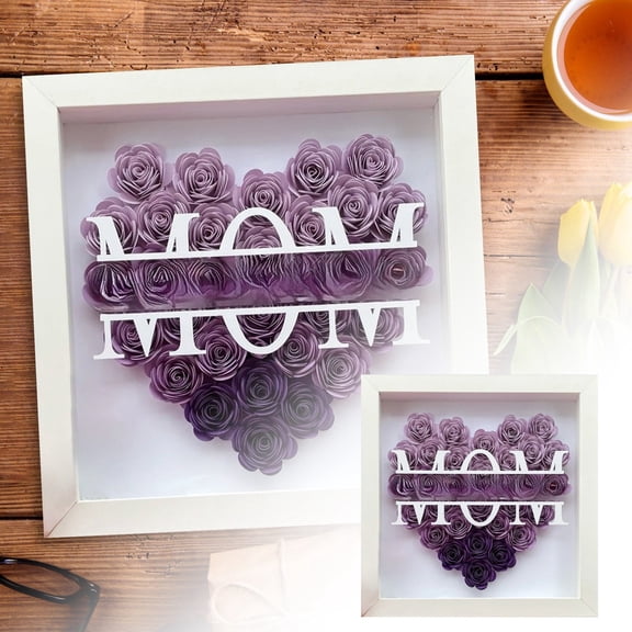 Custom Heart Flower Shadow Frame Memorial Keepsake for Mom from Daughter and Son Birthday Day