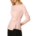 thumbnail image 4 of INSPIRE CHIC Women's Round Neck Front Twist Long Sleeve Blouse Tops, 4 of 7