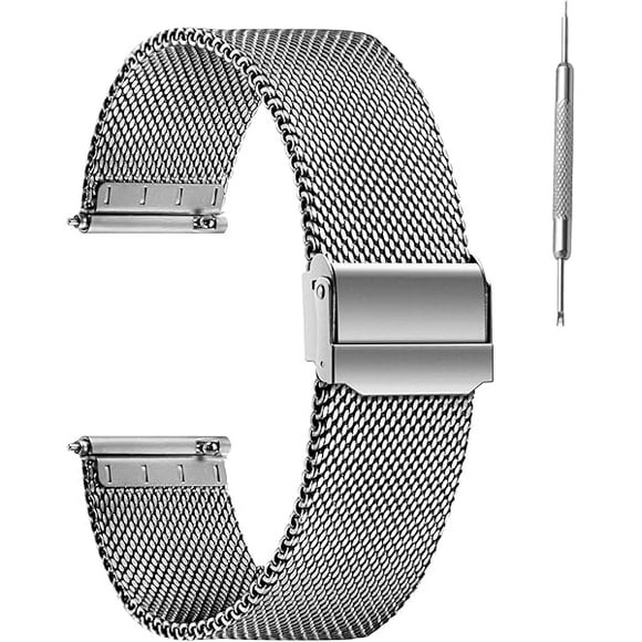 wonima11 Pure Titanium Watch Band Men Women Quick Release Mesh Watches Strap Soft Lightweight Skin-Friendly Wristwatch Vented Titanium Metal Bracelet Compatible for Apple Junghans 19mm 20mm 21mm 22mm