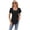 Black, variant on Women Fashion Shirts Casual Square Neck Tees Fold Short Sleeve Swallowtail Top S-2XL