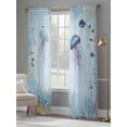 thumbnail image 4 of Coastal Jellyfish Sheer Curtains 96 Inch Length 2 Panels Set, Summer Ocean Nautical Fish Coral Voile Window Treatment Semi Sheer Long Curtains Drapes for Bedroom/Living Room/Kitchen 52"x96"x2, 4 of 7