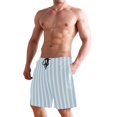 thumbnail image 2 of Dailycode Men's Quick Dry Swim Trunks Beach Shorts Casual Summer Board Shorts with Pockets, Light Blue and White Stripes, 2 of 8
