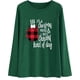 thumbnail image 3 of Camiseta de mujer con estampado de letras, cuello redondo, manga larga, ajuste informal, blusa de moda para oficina, verde, M, 3 of 6