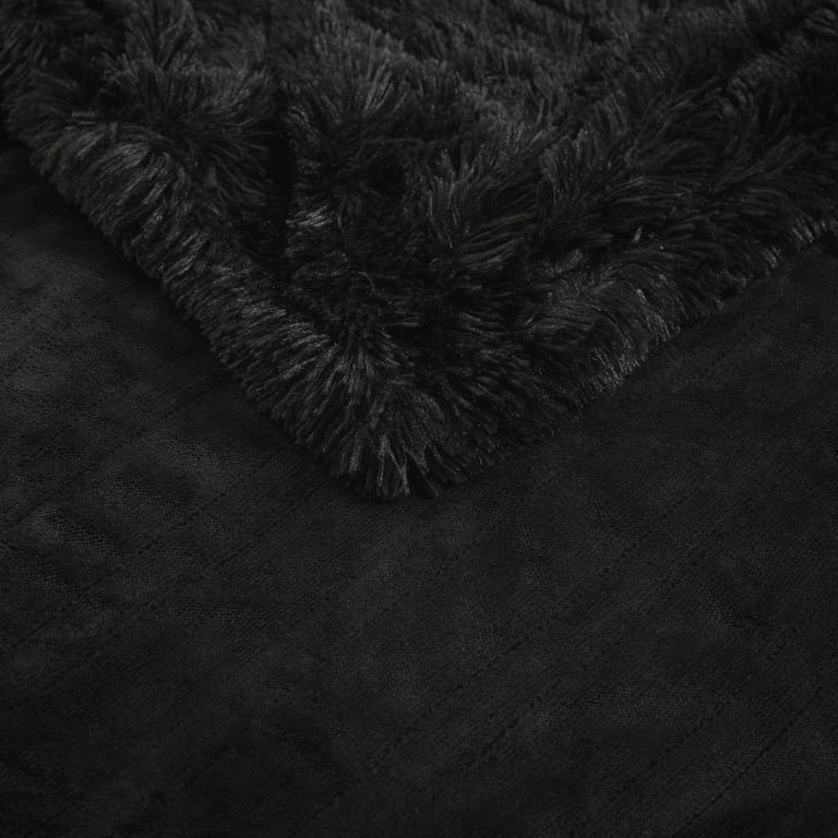 Serta Polyester and Cotton Shaggy Fur Heated Throw in Black ST54-0153 -  Walmart.com