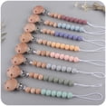 thumbnail image 2 of Productos para bebés Cadena para chupete con clip redondo de haya para apaciguar al bebé Perlas de silicona Perlas de haya anti-cadena, 2 of 6