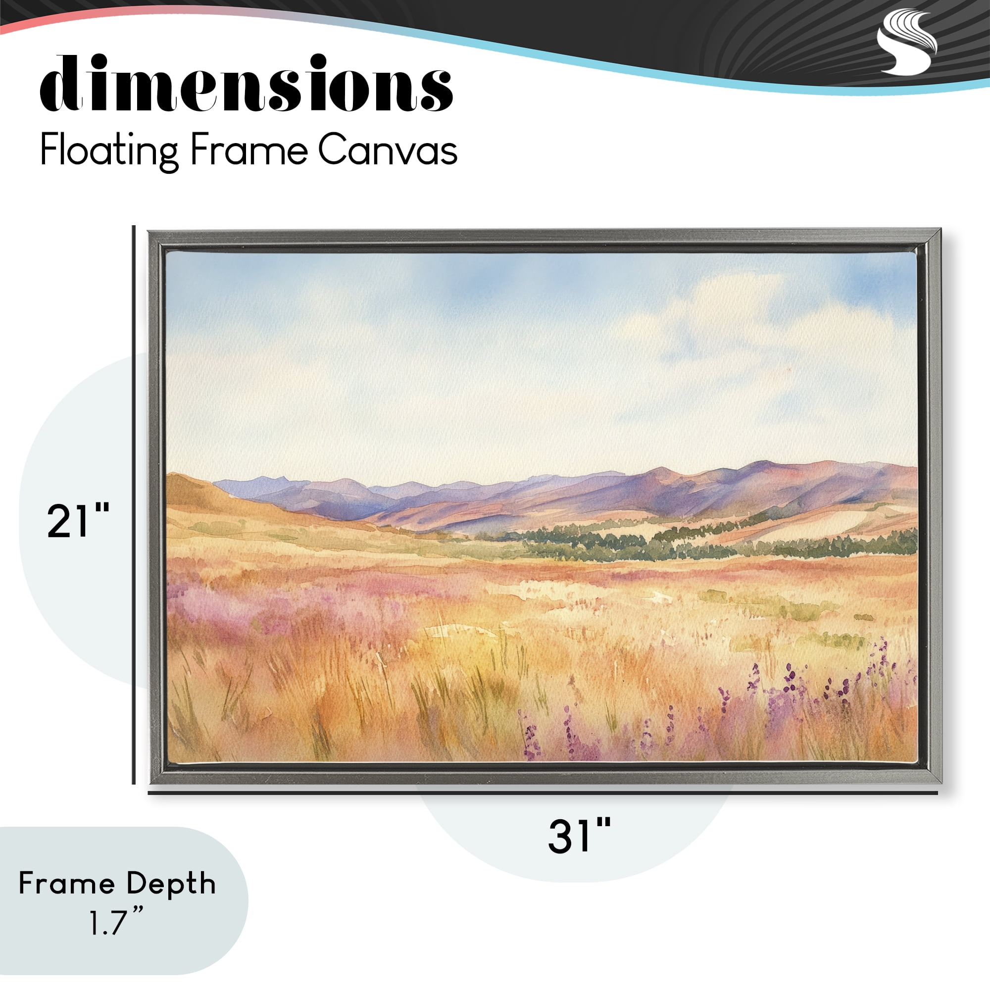 Stupell Industries Pastel Valley Panorama Gray Framed Floater Canvas Wall Art, design by Petal Prints Design