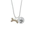 thumbnail image 2 of Delight Jewelry Silvertone Large Brown Crystal Dog Bone Silvertone Script Initial Disc - H - Charm Necklace, 20"+3", 2 of 4