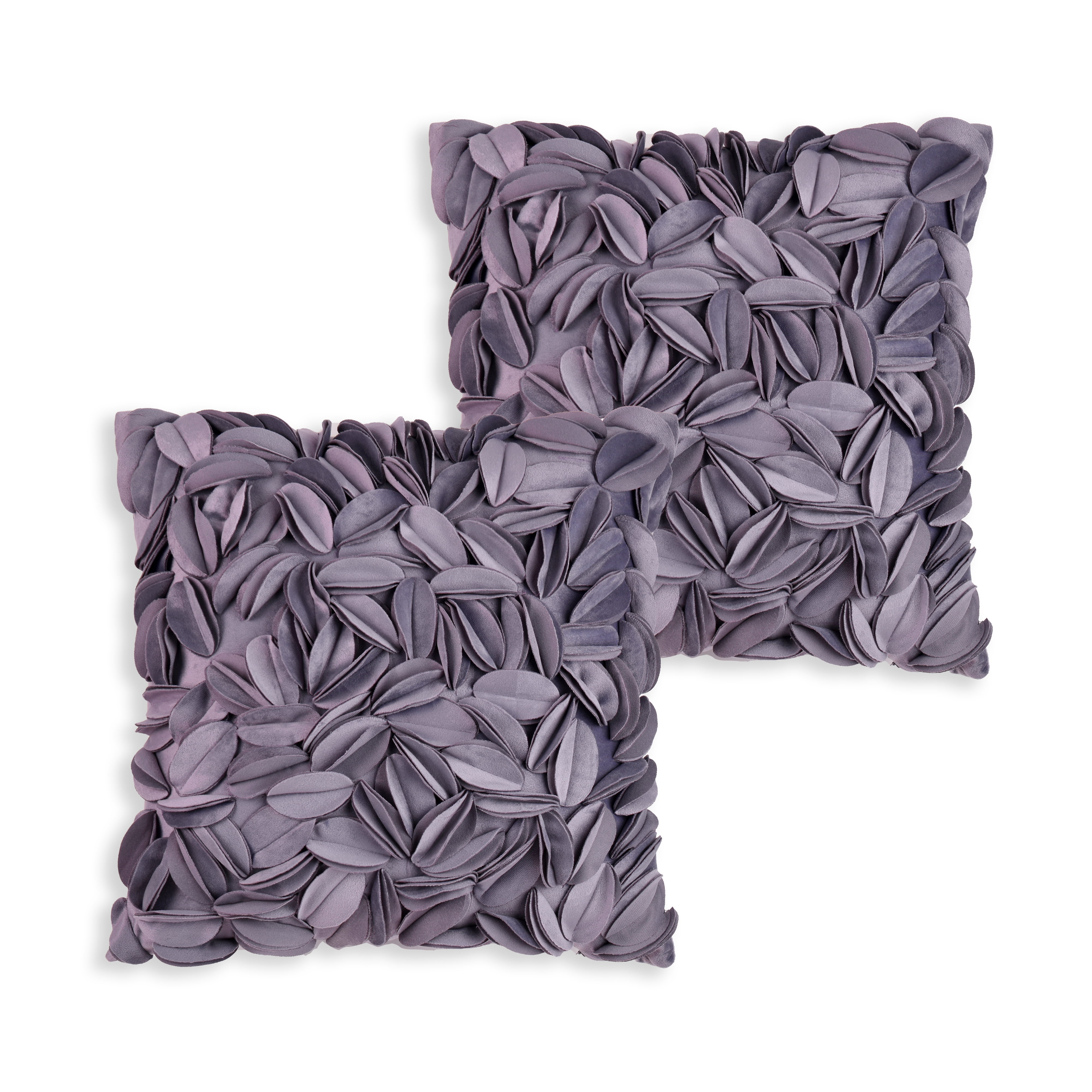 2pc Lavender Purple 18x18" 3D Sunflower Velvet Decor Throw Pillows