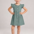 thumbnail image 7 of Cethrio Girls Cotton Dresses, Casual Dancing Mid-length Flutter Sleeve Summer Dresses Green Size 4-5T, 7 of 7