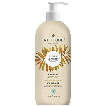 ATTITUDE Natural Shampoo  Hypoallergenic EWG Verified Vegan and Cruelty Free  Volume Rich Shampoo  Soy Protein & Cranberries  32 Fl Oz