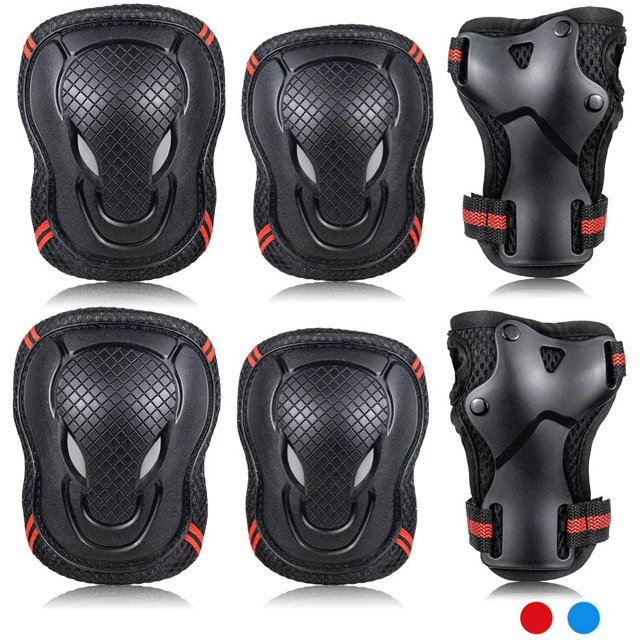Kids/Adult Skateboard Elbow and Knee Pads Wrist Guard Protector 6 in 1 Protective Gear Set Ice Roller Skating Cycling Riding Scooter Skateboard Bicycle Inline Skating