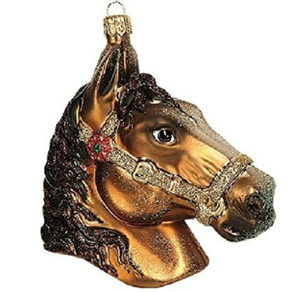 Equestrian Horse Head Polish Glass Christmas Ornament Made in Poland Decoration