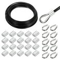 thumbnail image 1 of Uxcell 49FT Stainless Steel Cable Railing Kit, 1/8" Vinyl Coated 7x7 Strand Wire Rope with Loop Sleeves and Thimbles Black, 1 of 7