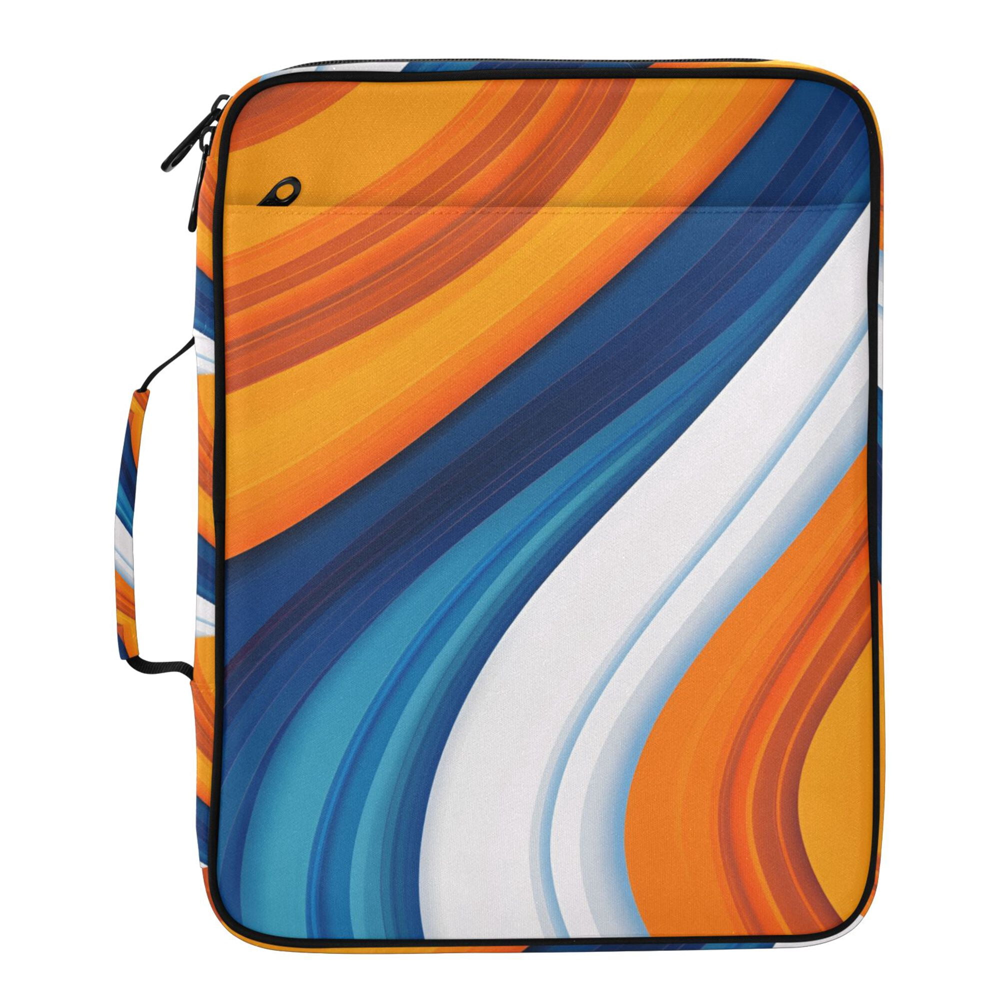 FORMRS Accordion File Folder A4 Size 7-Pocket Expanding Document Organizer Bag with 3 Ring Binder, Orange Abstract Wavy