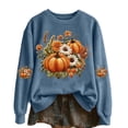 thumbnail image 5 of Halloween Edition Hoodless Sweatshirt for Wear Round Neck Long Sleeve Pullover Cozy Stylish Autumn Seasonal Top for Women Light Blue L, 5 of 5