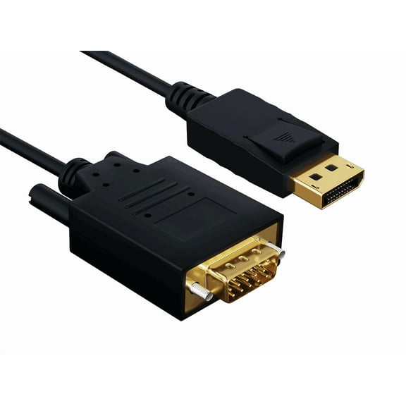 Cable Leader 10ft DisplayPort to VGA Cable with Secure Latch, Male to Male, 28AWG, Black
