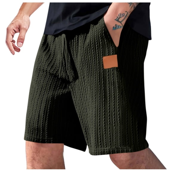 Erwazi Men's Shorts Elastic Waist Solid Color Casual Shorts with Pockets, 2XL