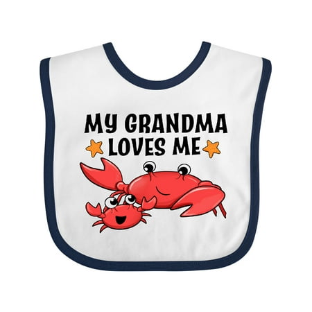 Inktastic My Grandma Loves Me Cute Crab Family Boys or Girls Baby Bib