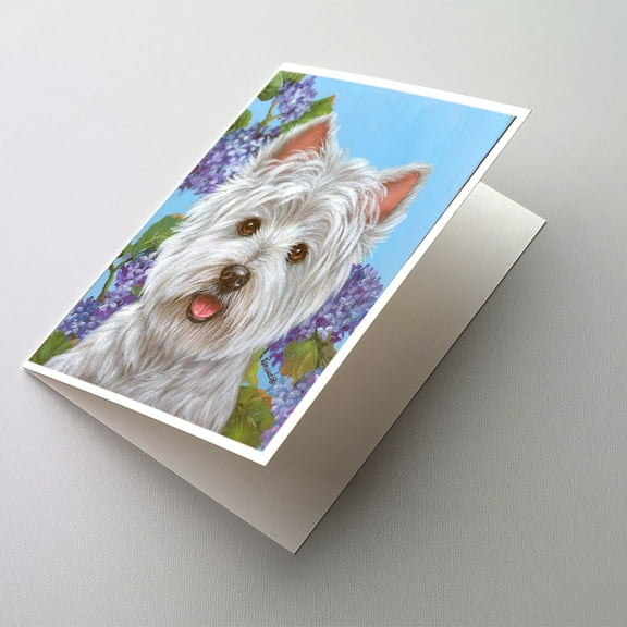 Westie Hydrangea Greeting Cards and Envelopes Pack of 8