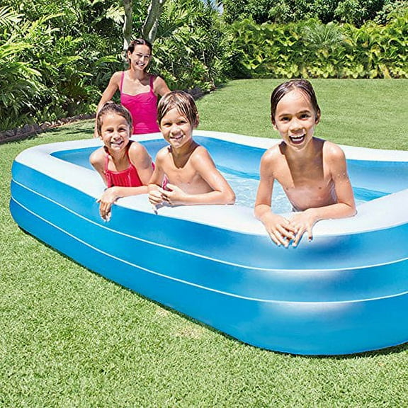 INTEX 58484EP Swim Center Inflatable Family Pool: 277 Gallon Capacity – 120" x 72" x 22" – Blue