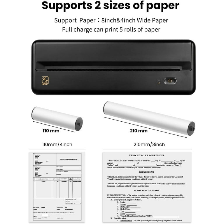 HPRT MT810 Portable Printer, A4 Wireless Bluetooth, Thermal