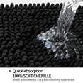 thumbnail image 5 of Evlmd Bathroom Rugs, Extra Soft Absorbent Shaggy Chenille Bath Rugs, Non-Slip Black Bath Mats for Bathroom Floor Tub and Shower, Home Decor Accessories, 24" X 59", 5 of 7