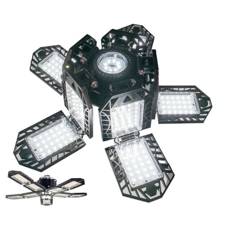 

Garage Led Light Bulb 60W LED w/ 10 Adjustable Leaf Aluminum Panels 256 LEDs E26/E27 6000K - 7200LM Ceiling Fixture for Basement Warehouse Workshop Home