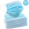Jumbl Blue Disposable Face Masks | Indoor/Outdoor Protective Nose & Mouth Coverings with 3-Layer Safety Shield, Elastic Ear Loops & Comfortable Universal Design for Adults & Kids | Bulk Pack of 150